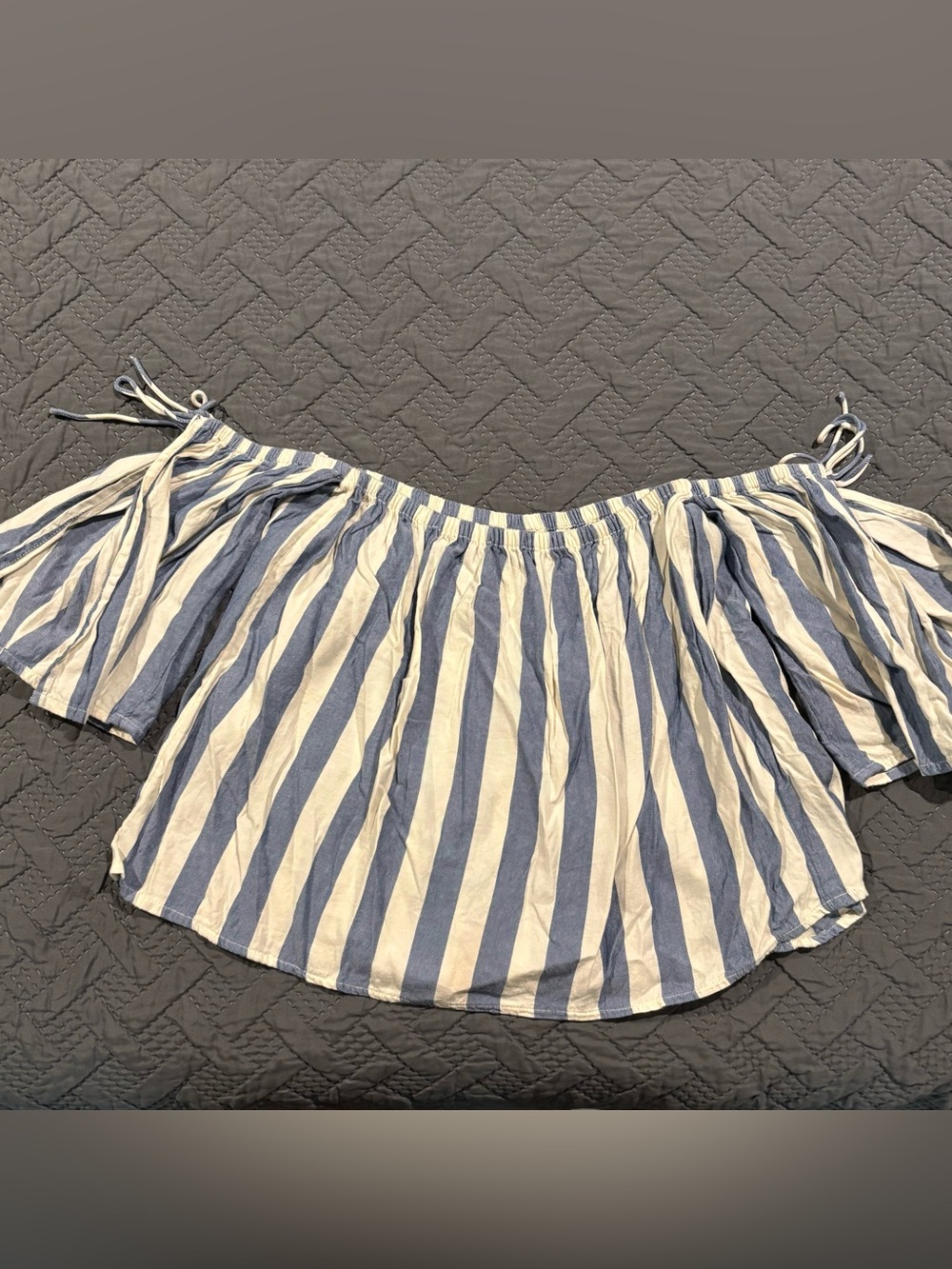Billabong Blue and White Striped Off-Shoulder Mini Skirt